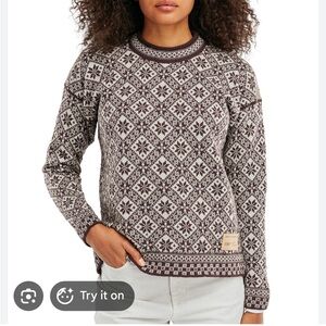 Dale of Norway Bjoroy Brown/Plum and Cream Knit Sweater size M